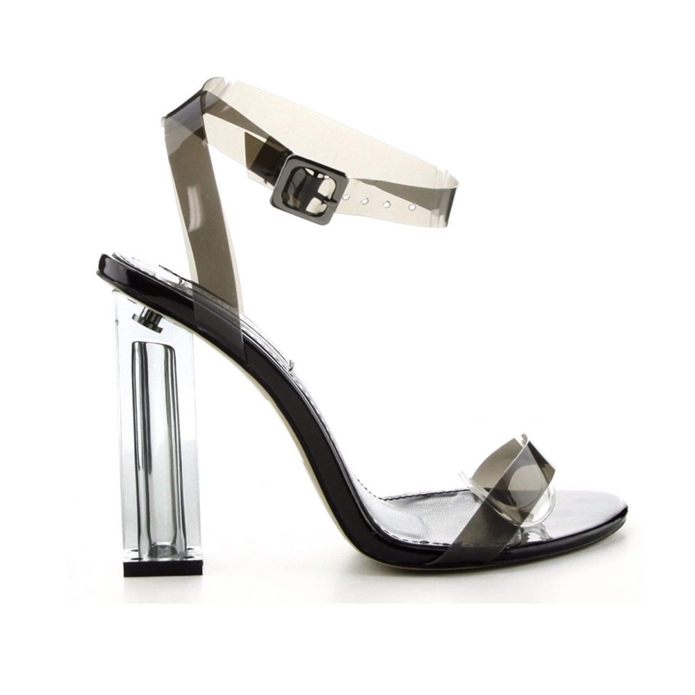 Black Lucite Clear Chunky High Heels